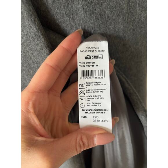 Gray Long Coat Premium Cotton Blend Elegant Women Coat - Picture 6 of 9